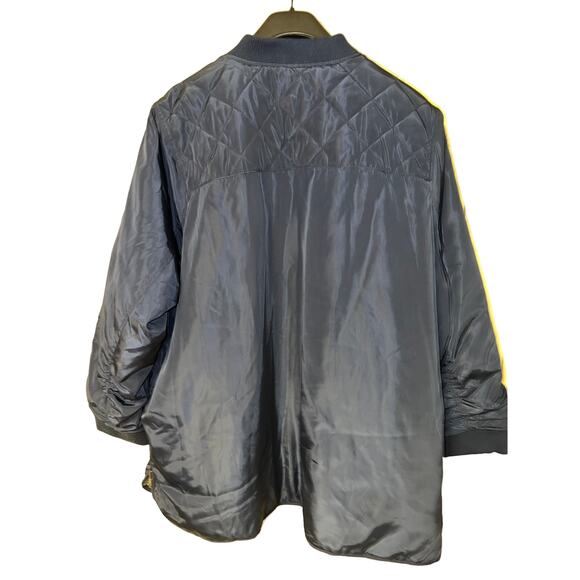 2X Logo Puffer Coat Quilted Jacket Lori Goldstein Navy Blue Midi Zip Front Lined - Picture 12 of 16